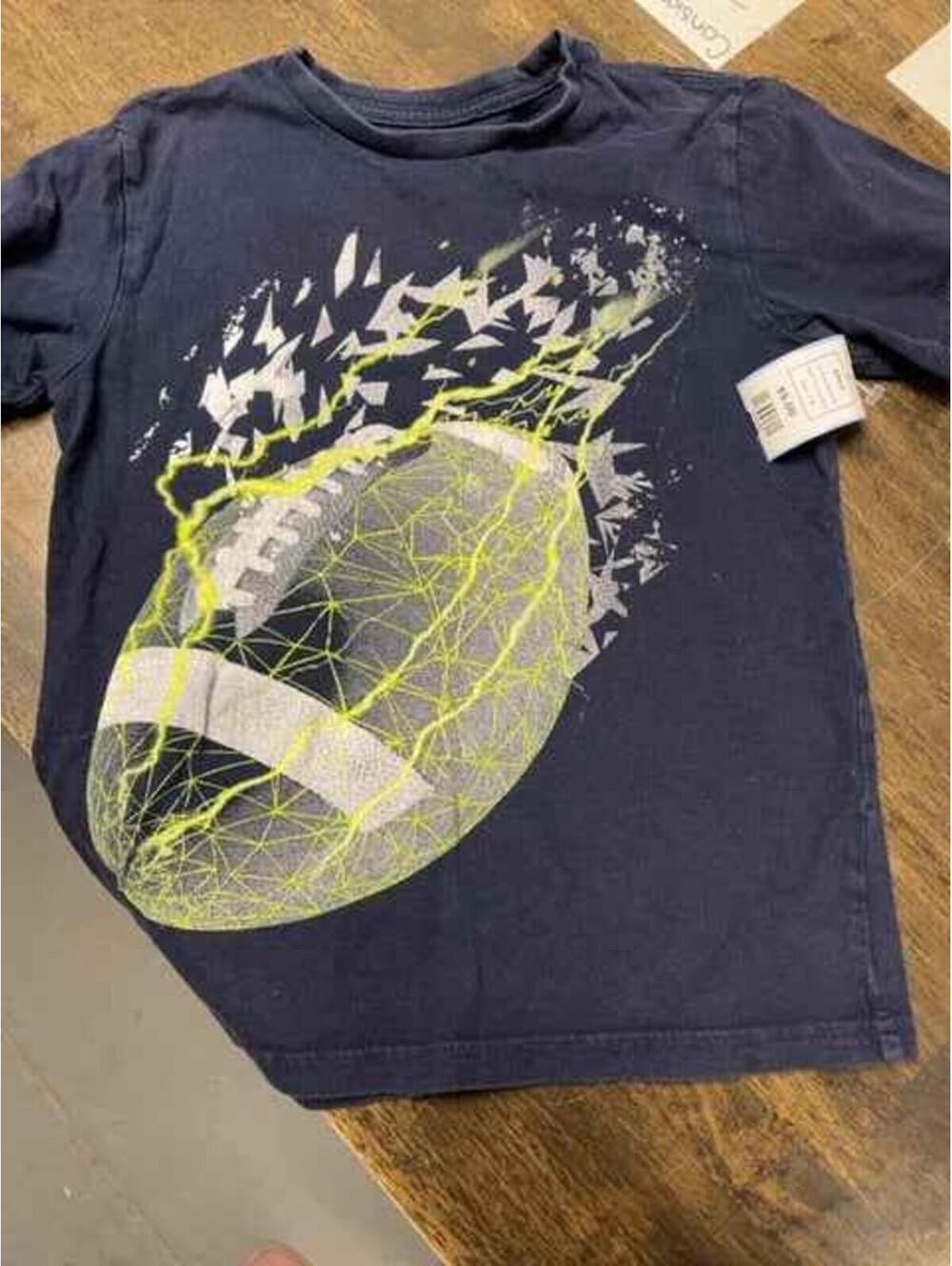 Black/Green Football Childrens Place Shirt, 7 B